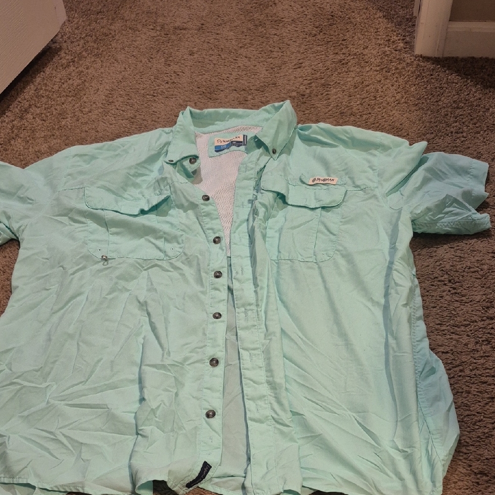 Magellan Outdoors Men's Casual Button Down Shirt - Light Blue